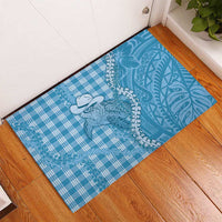 Blue Hawaii Palaka Cowboy Turtle Rubber Doormat Hawaiian Paniolo Puakenikeni Maile Lei - Polynesian Pride