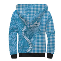Blue Hawaii Palaka Cowboy Turtle Sherpa Hoodie Hawaiian Paniolo Puakenikeni Maile Lei - Polynesian Pride