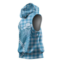 Blue Hawaii Palaka Cowboy Turtle Sleeveless Hoodie Hawaiian Paniolo Puakenikeni Maile Lei - Polynesian Pride