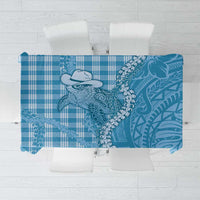 Blue Hawaii Palaka Cowboy Turtle Tablecloth Hawaiian Paniolo Puakenikeni Maile Lei - Polynesian Pride