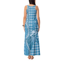 Blue Hawaii Palaka Cowboy Turtle Tank Maxi Dress Hawaiian Paniolo Puakenikeni Maile Lei - Polynesian Pride