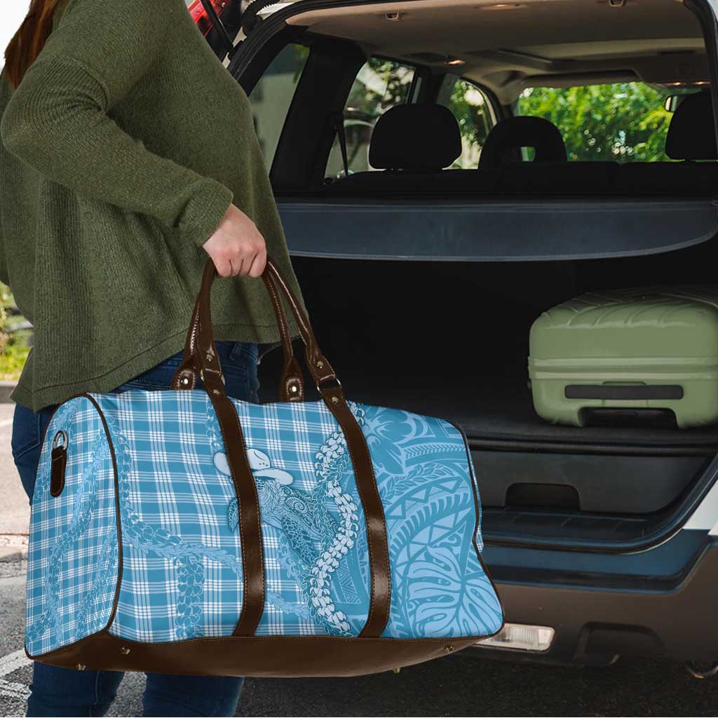 Blue Hawaii Palaka Cowboy Turtle Travel Bag Hawaiian Paniolo Puakenikeni Maile Lei - Polynesian Pride