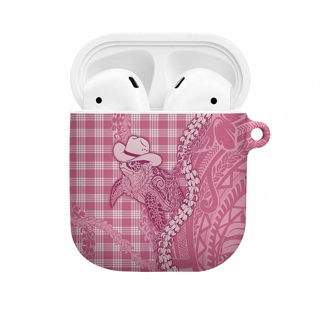 Pink Hawaii Palaka Cowboy Turtle AirPods Case Hawaiian Paniolo Puakenikeni Maile Lei - Polynesian Pride