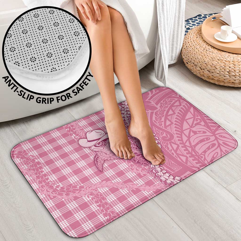 Pink Hawaii Palaka Cowboy Turtle Bathroom Set Hawaiian Paniolo Puakenikeni Maile Lei - Polynesian Pride