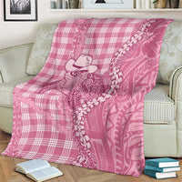 Pink Hawaii Palaka Cowboy Turtle Blanket Hawaiian Paniolo Puakenikeni Maile Lei - Polynesian Pride