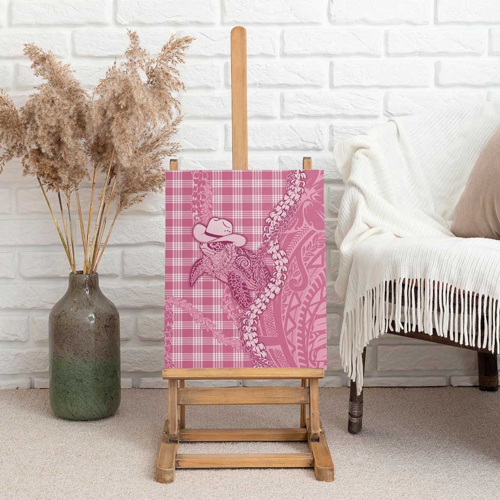 Pink Hawaii Palaka Cowboy Turtle Canvas Wall Art Hawaiian Paniolo Puakenikeni Maile Lei - Polynesian Pride