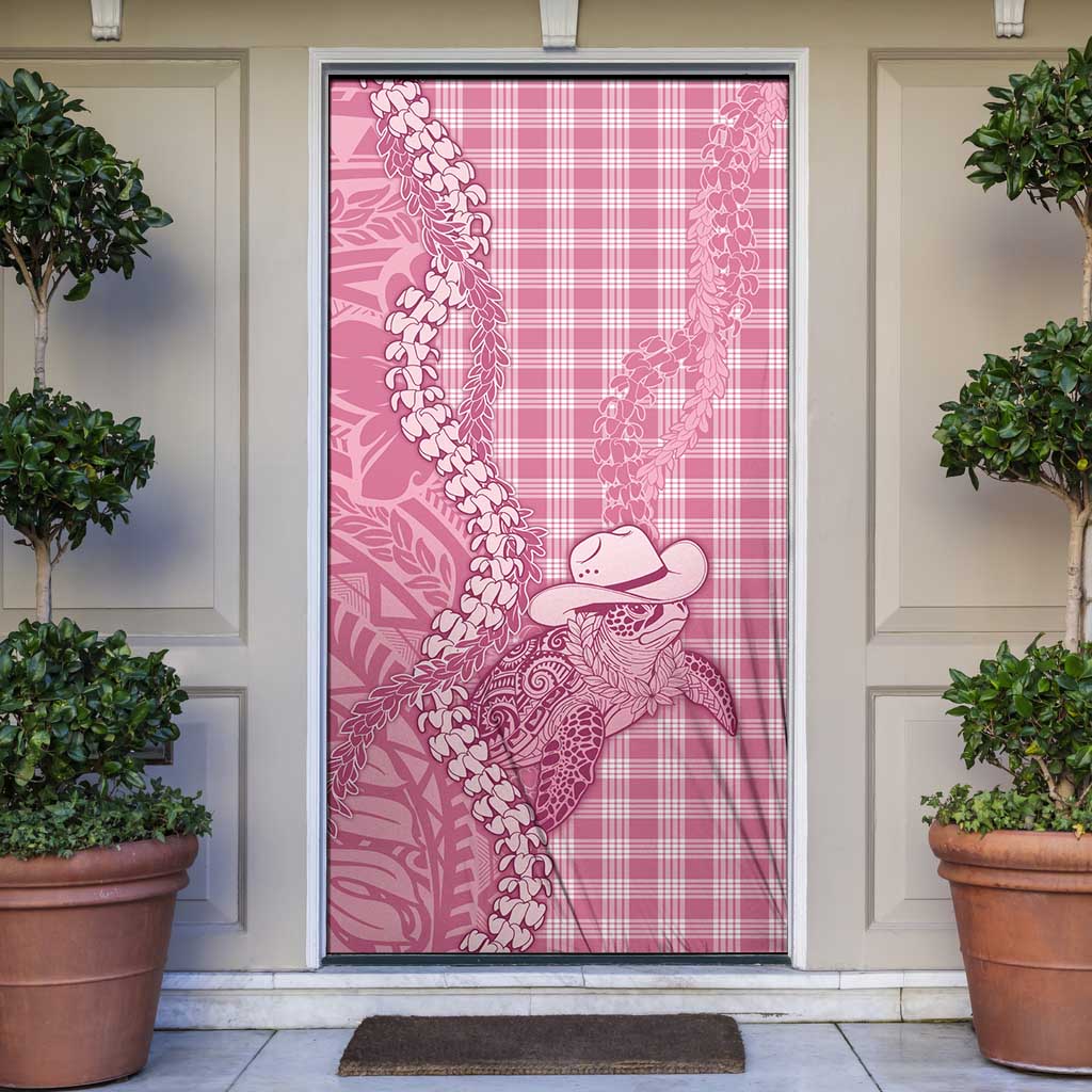 Pink Hawaii Palaka Cowboy Turtle Door Cover Hawaiian Paniolo Puakenikeni Maile Lei - Polynesian Pride