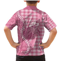 Pink Hawaii Palaka Cowboy Turtle Family Matching Mermaid Dress and Hawaiian Shirt Hawaiian Paniolo Puakenikeni Maile Lei - Polynesian Pride