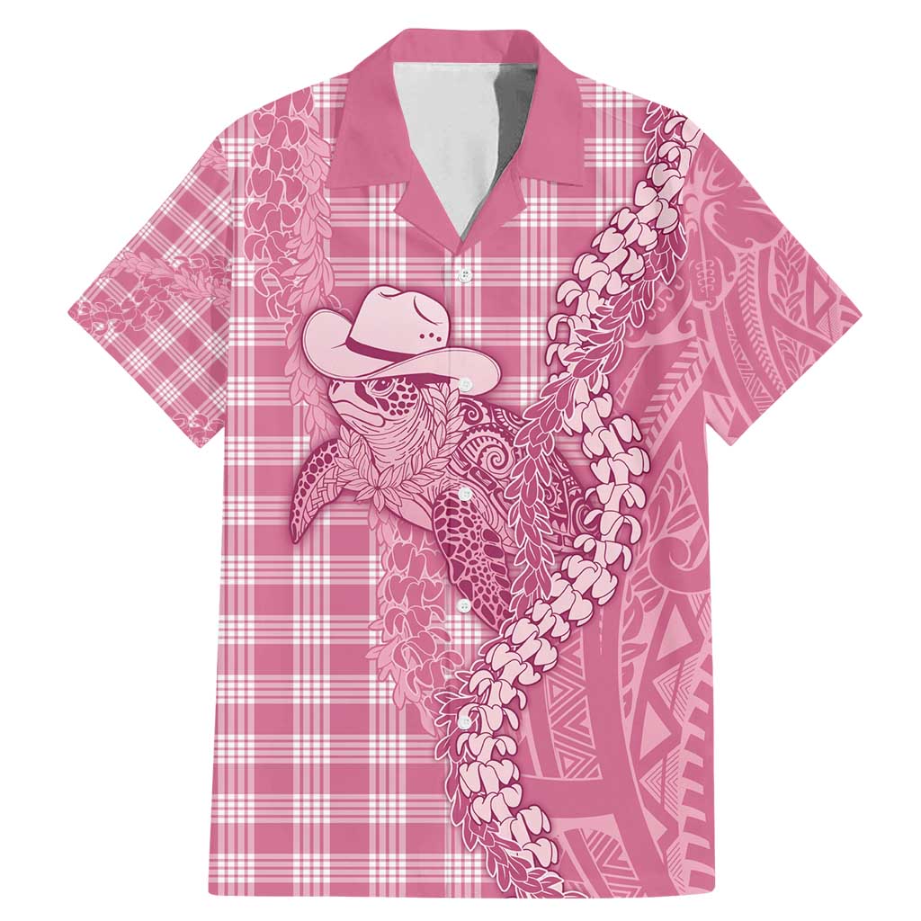 Pink Hawaii Palaka Cowboy Turtle Family Matching Mermaid Dress and Hawaiian Shirt Hawaiian Paniolo Puakenikeni Maile Lei - Polynesian Pride