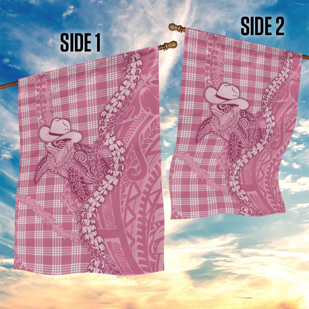 Pink Hawaii Palaka Cowboy Turtle Garden Flag Hawaiian Paniolo Puakenikeni Maile Lei - Polynesian Pride
