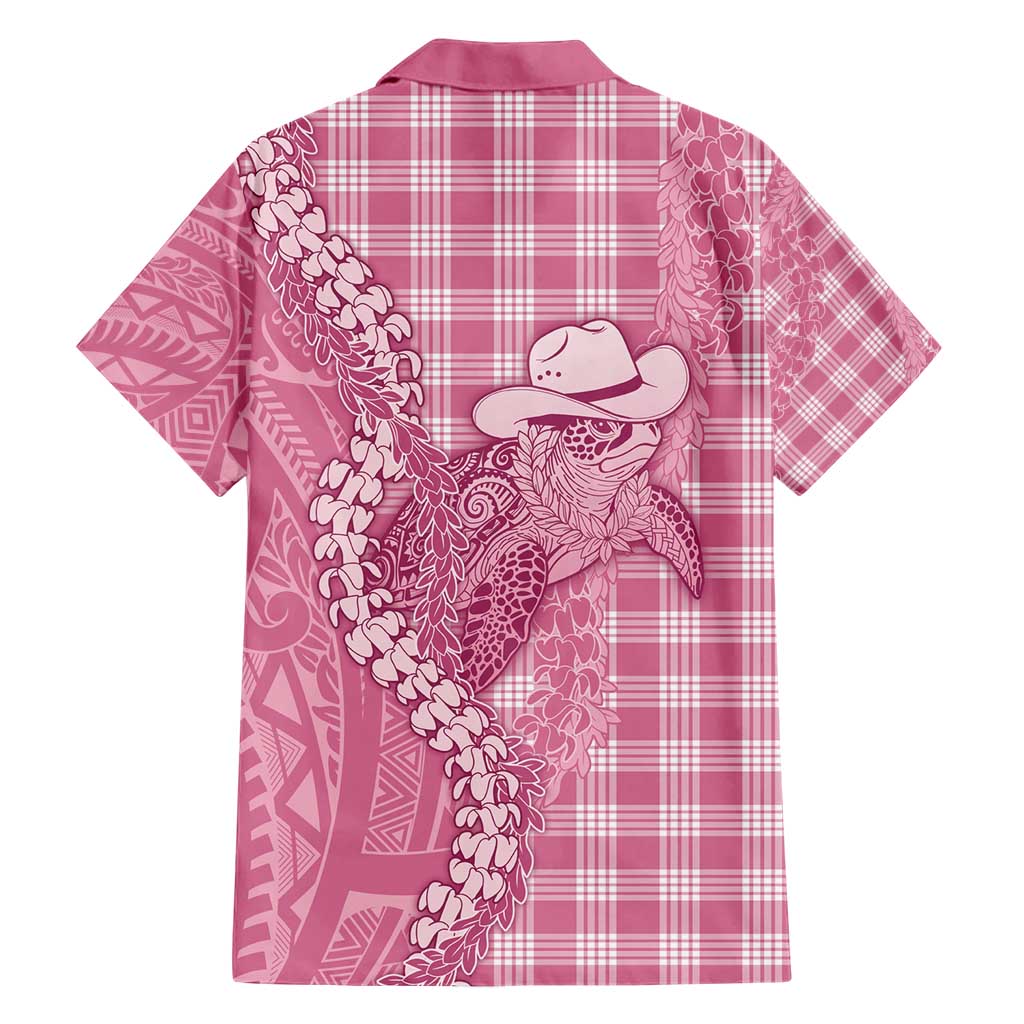 Pink Hawaii Palaka Cowboy Turtle Hawaiian Shirt Hawaiian Paniolo Puakenikeni Maile Lei - Polynesian Pride