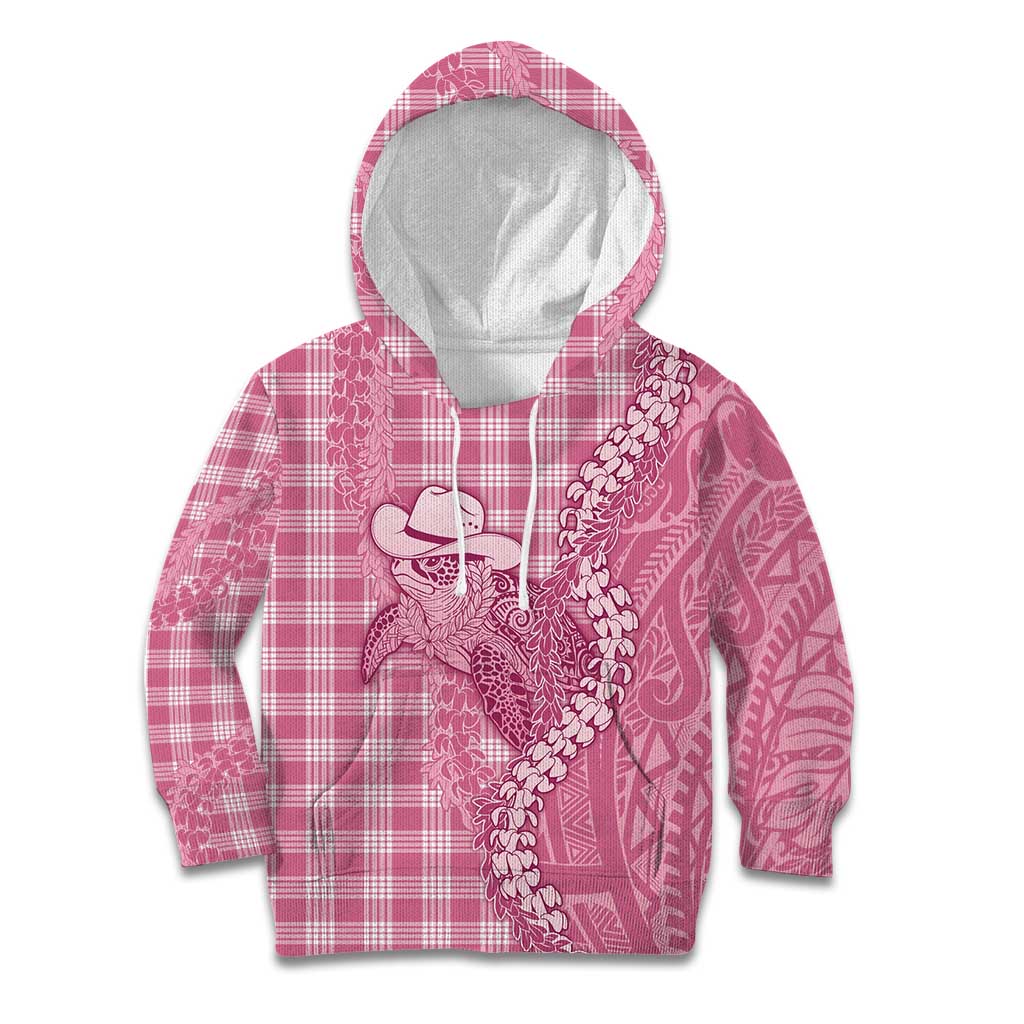 Pink Hawaii Palaka Cowboy Turtle Kid Hoodie Hawaiian Paniolo Puakenikeni Maile Lei DT05 Hoodie Pink - Polynesian Pride