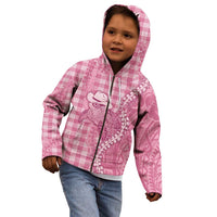Pink Hawaii Palaka Cowboy Turtle Kid Hoodie Hawaiian Paniolo Puakenikeni Maile Lei - Polynesian Pride