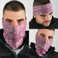 Pink Hawaii Palaka Cowboy Turtle Neck Gaiter Hawaiian Paniolo Puakenikeni Maile Lei - Polynesian Pride