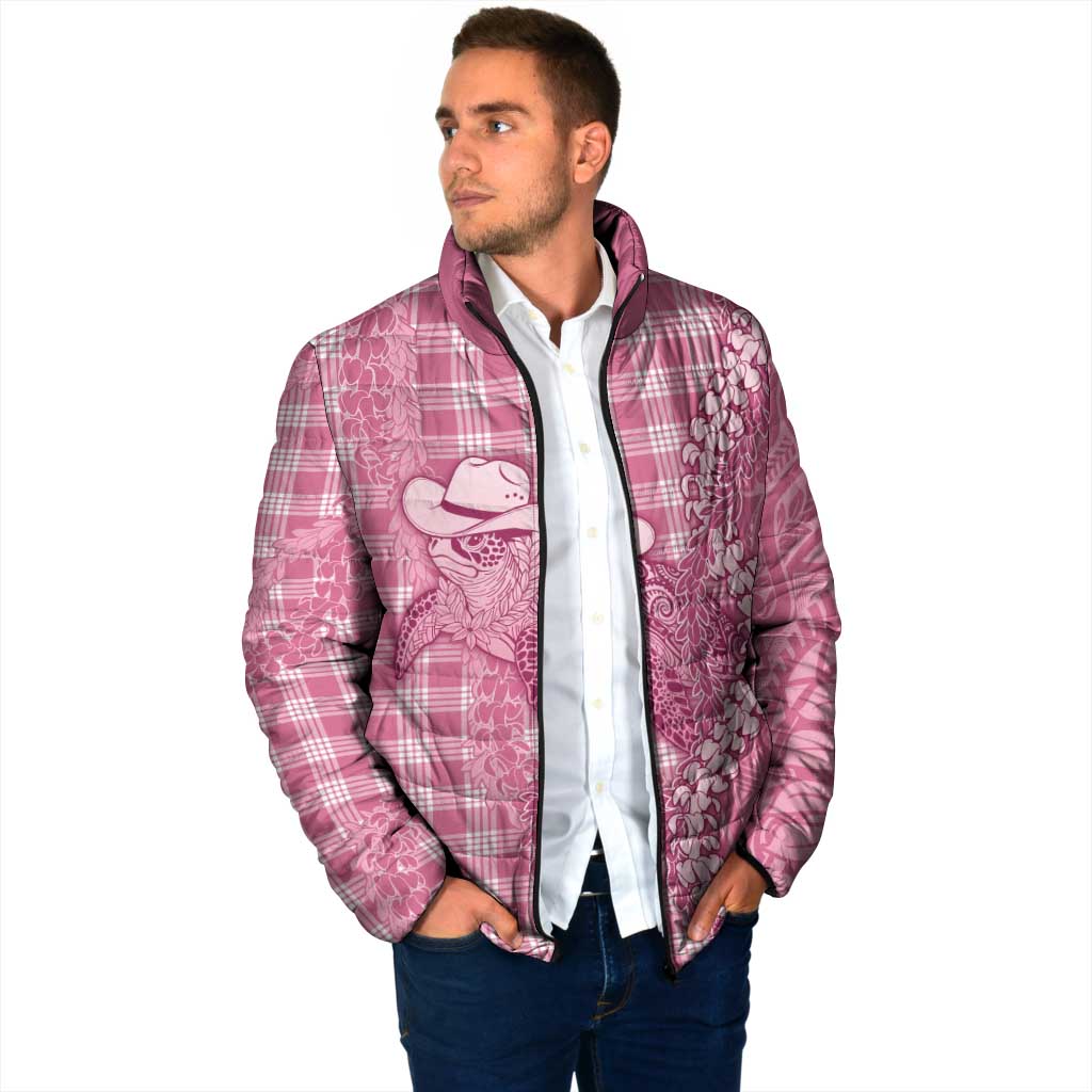 Pink Hawaii Palaka Cowboy Turtle Padded Jacket Hawaiian Paniolo Puakenikeni Maile Lei - Polynesian Pride
