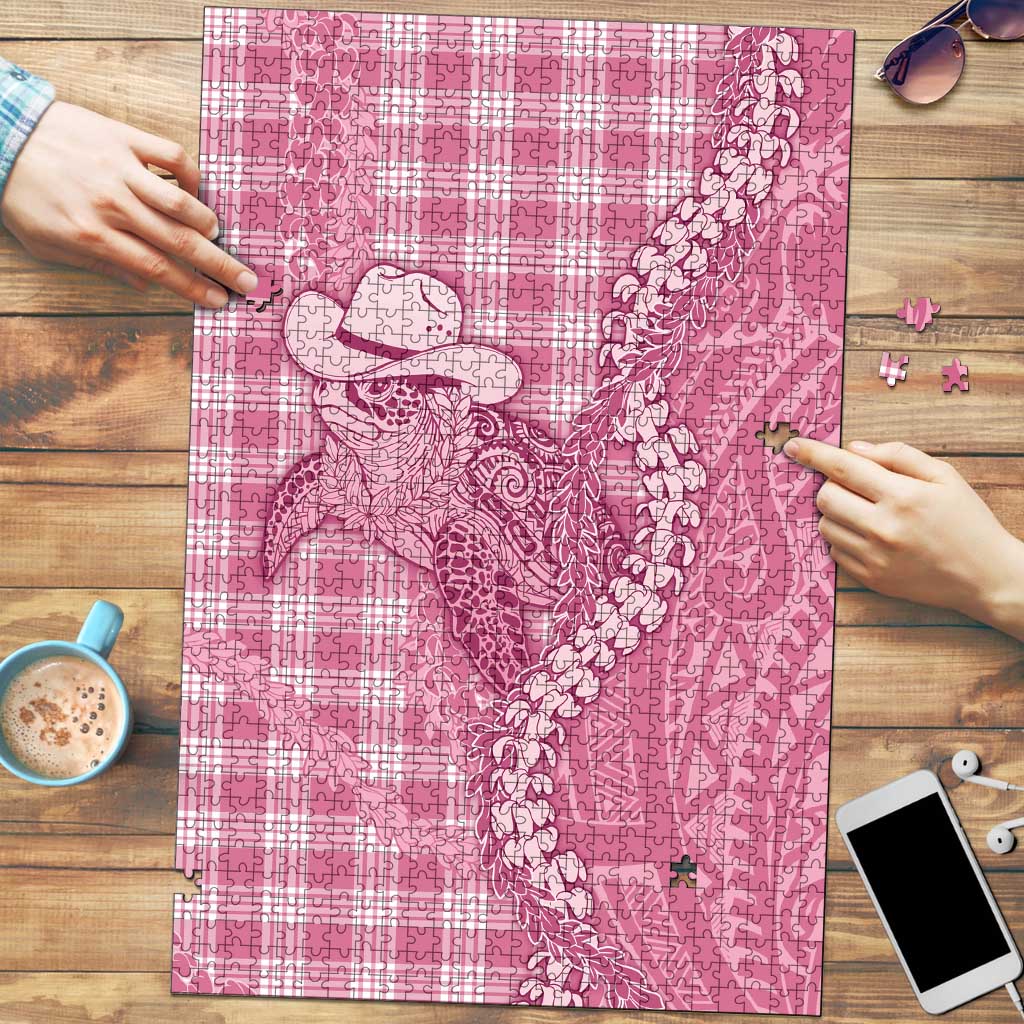 Pink Hawaii Palaka Cowboy Turtle Puzzle Hawaiian Paniolo Puakenikeni Maile Lei DT05 Pink - Polynesian Pride
