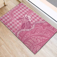 Pink Hawaii Palaka Cowboy Turtle Rubber Doormat Hawaiian Paniolo Puakenikeni Maile Lei - Polynesian Pride
