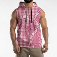 Pink Hawaii Palaka Cowboy Turtle Sleeveless Zip Hoodie Hawaiian Paniolo Puakenikeni Maile Lei - Polynesian Pride