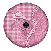 Pink Hawaii Palaka Cowboy Turtle Spare Tire Cover Hawaiian Paniolo Puakenikeni Maile Lei - Polynesian Pride
