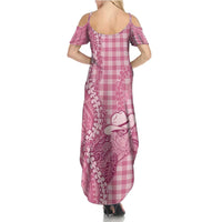 Pink Hawaii Palaka Cowboy Turtle Summer Maxi Dress Hawaiian Paniolo Puakenikeni Maile Lei - Polynesian Pride