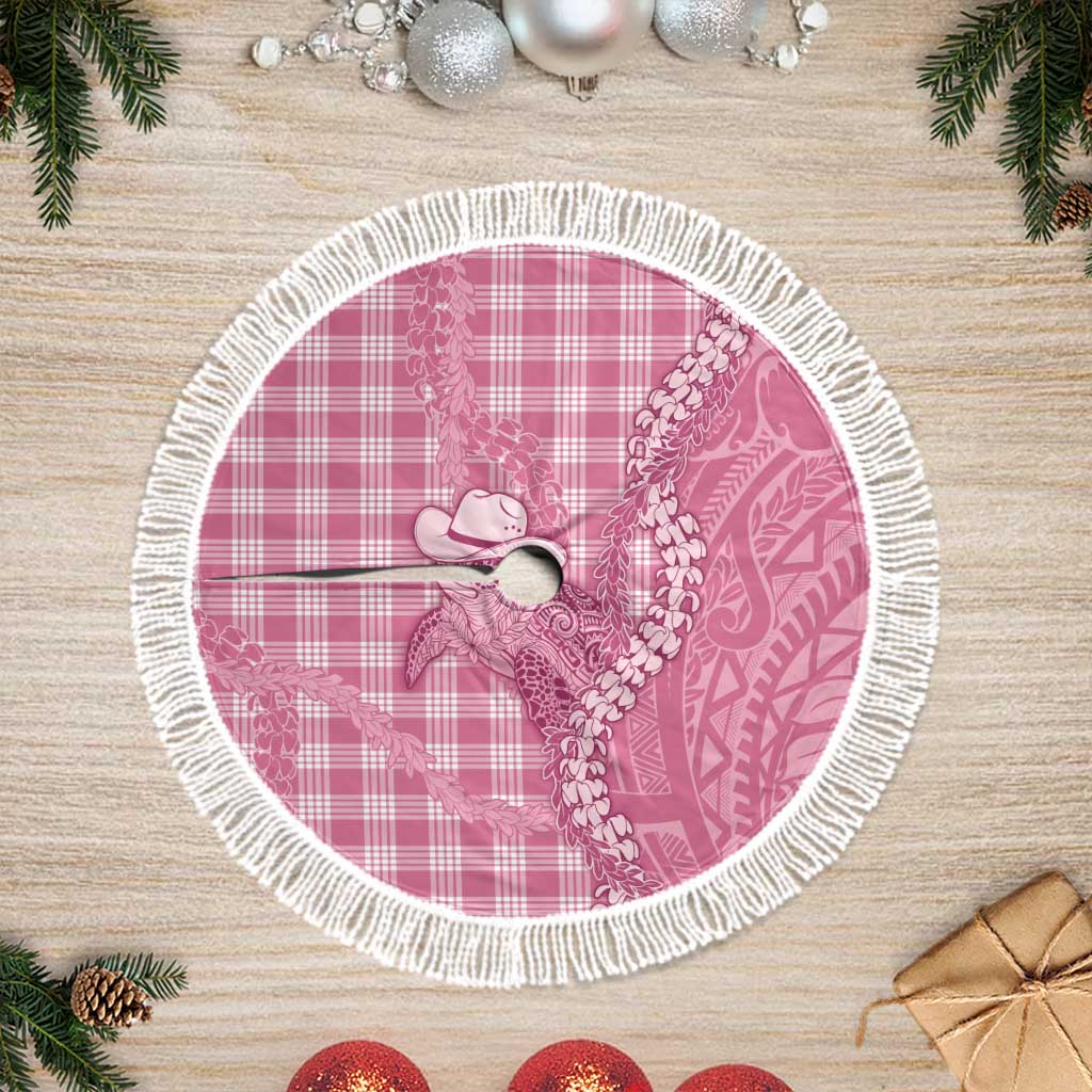Pink Hawaii Palaka Cowboy Turtle Tree Skirt Hawaiian Paniolo Puakenikeni Maile Lei - Polynesian Pride