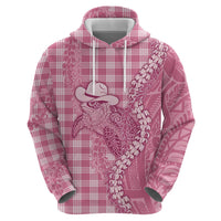 Pink Hawaii Palaka Cowboy Turtle Zip Hoodie Hawaiian Paniolo Puakenikeni Maile Lei - Polynesian Pride