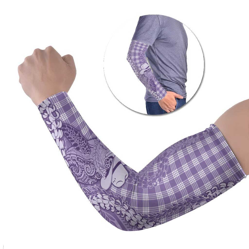 Purple Hawaii Palaka Cowboy Turtle Arm Sleeves Hawaiian Paniolo Puakenikeni Maile Lei - Polynesian Pride