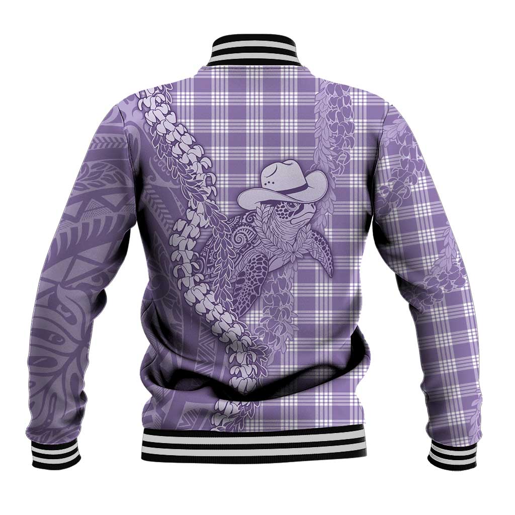 Purple Hawaii Palaka Cowboy Turtle Baseball Jacket Hawaiian Paniolo Puakenikeni Maile Lei - Polynesian Pride