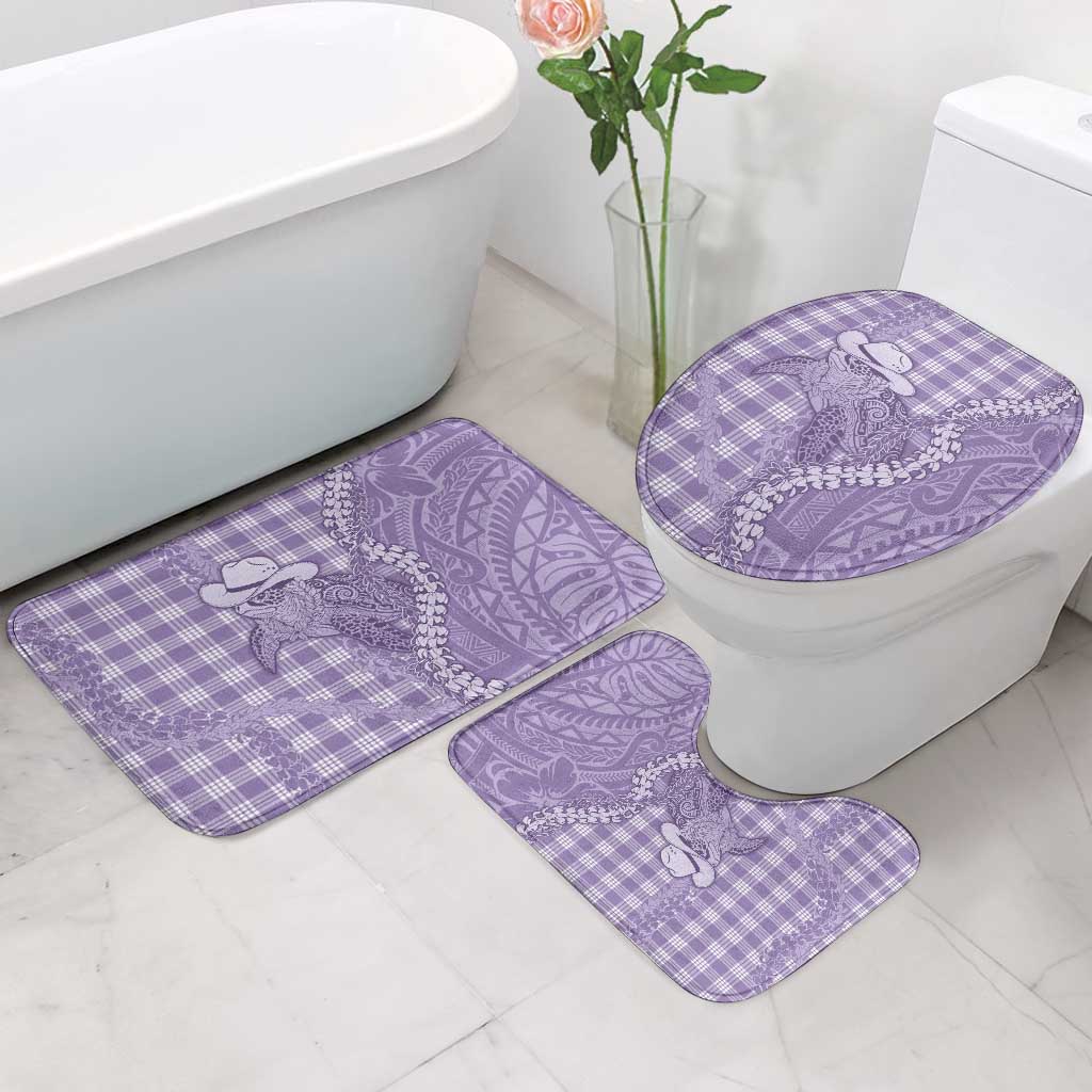 Purple Hawaii Palaka Cowboy Turtle Bathroom Set Hawaiian Paniolo Puakenikeni Maile Lei - Polynesian Pride