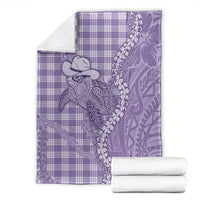 Purple Hawaii Palaka Cowboy Turtle Blanket Hawaiian Paniolo Puakenikeni Maile Lei - Polynesian Pride