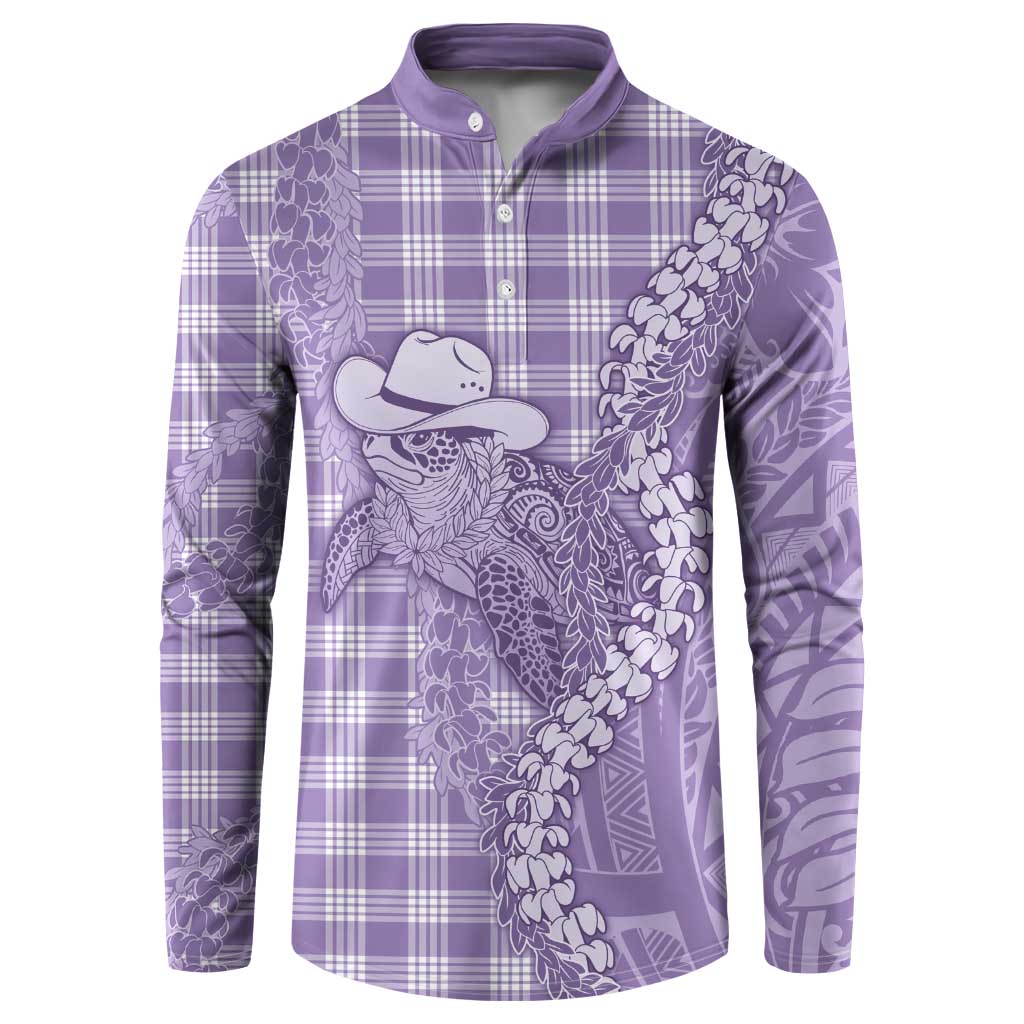 Purple Hawaii Palaka Cowboy Turtle Button Sweatshirt Hawaiian Paniolo Puakenikeni Maile Lei DT05 Purple - Polynesian Pride
