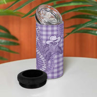 Purple Hawaii Palaka Cowboy Turtle 4 in 1 Can Cooler Tumbler Hawaiian Paniolo Puakenikeni Maile Lei - Polynesian Pride