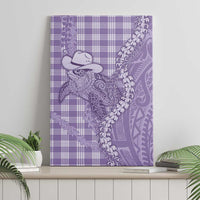 Purple Hawaii Palaka Cowboy Turtle Canvas Wall Art Hawaiian Paniolo Puakenikeni Maile Lei - Polynesian Pride