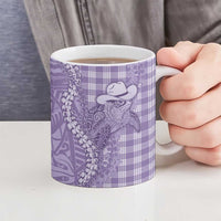 Purple Hawaii Palaka Cowboy Turtle Ceramic Mug Hawaiian Paniolo Puakenikeni Maile Lei - Polynesian Pride