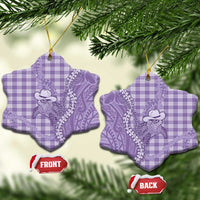 Purple Hawaii Palaka Cowboy Turtle Ceramic Ornament Hawaiian Paniolo Puakenikeni Maile Lei - Polynesian Pride