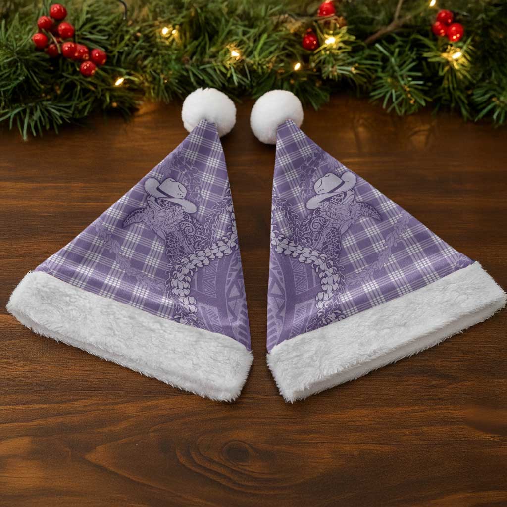 Purple Hawaii Palaka Cowboy Turtle Christmas Santa Hat Hawaiian Paniolo Puakenikeni Maile Lei - Polynesian Pride