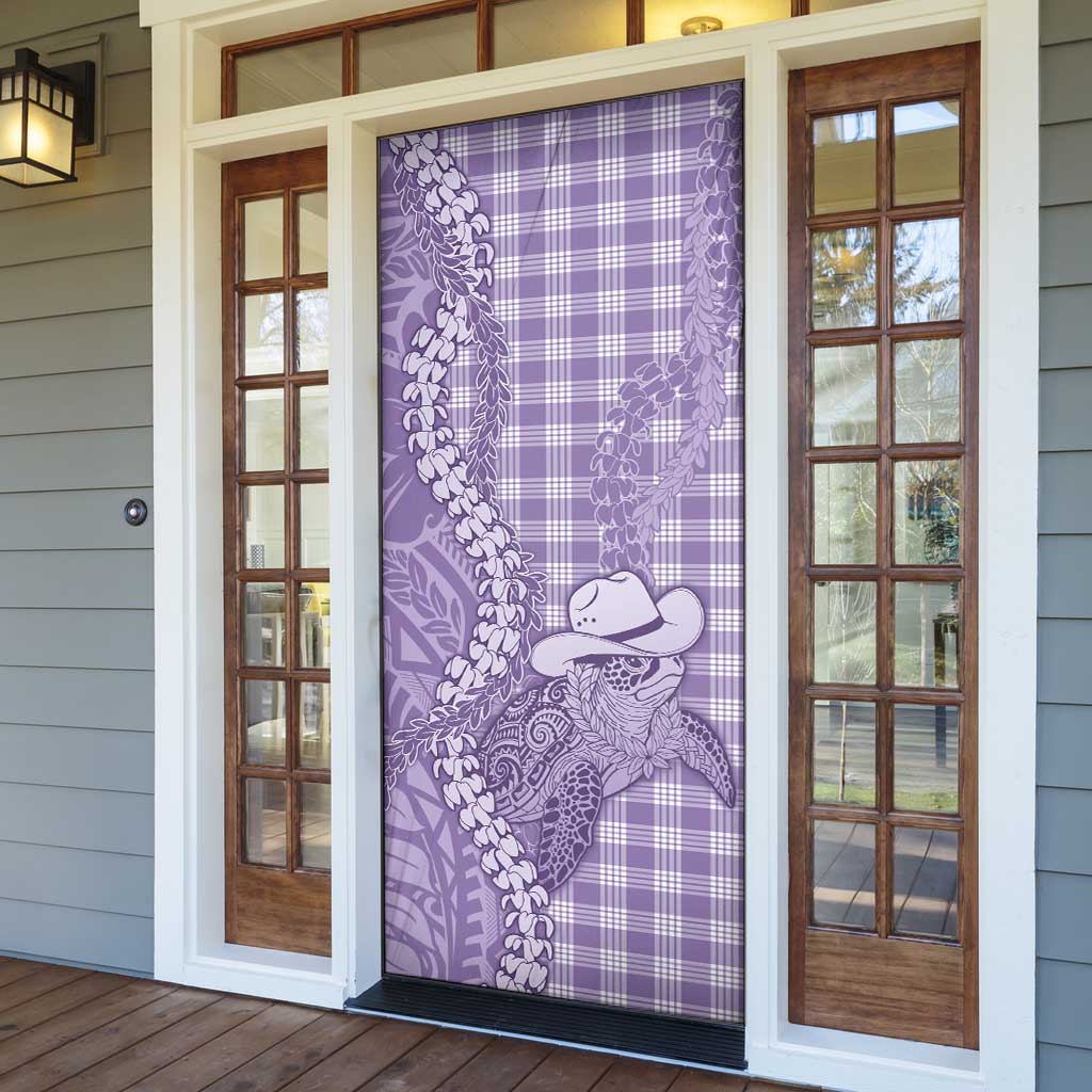 Purple Hawaii Palaka Cowboy Turtle Door Cover Hawaiian Paniolo Puakenikeni Maile Lei - Polynesian Pride