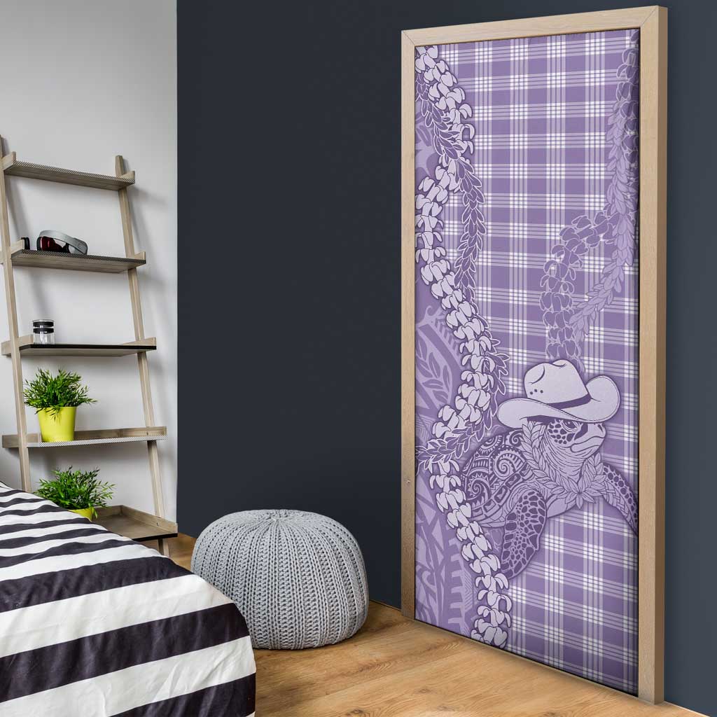 Purple Hawaii Palaka Cowboy Turtle Door Cover Hawaiian Paniolo Puakenikeni Maile Lei - Polynesian Pride