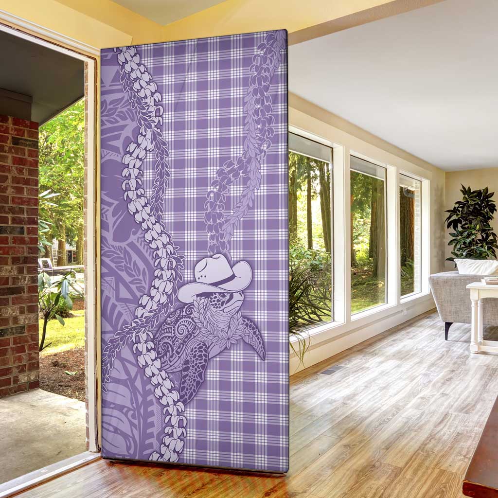 Purple Hawaii Palaka Cowboy Turtle Door Cover Hawaiian Paniolo Puakenikeni Maile Lei - Polynesian Pride