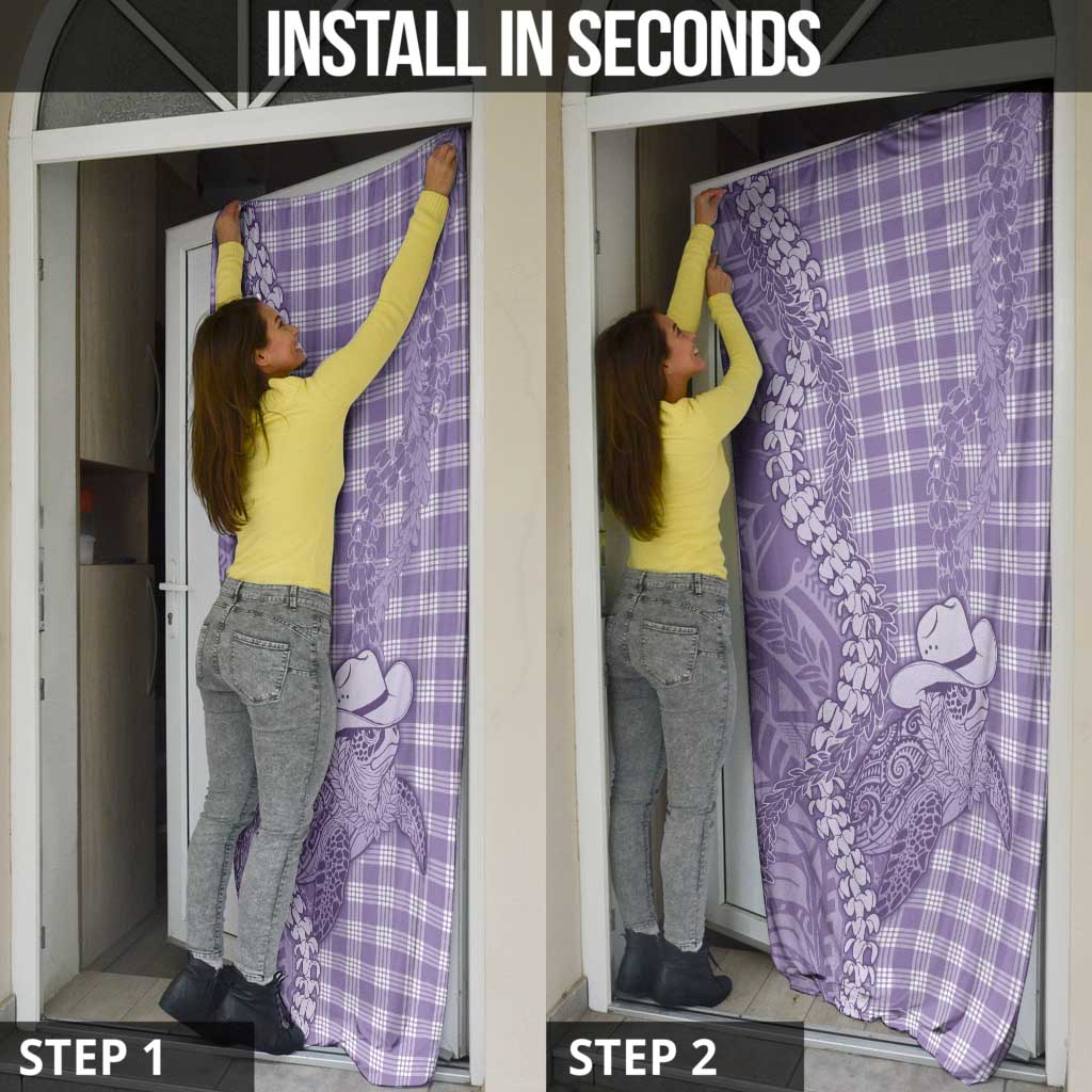Purple Hawaii Palaka Cowboy Turtle Door Cover Hawaiian Paniolo Puakenikeni Maile Lei - Polynesian Pride