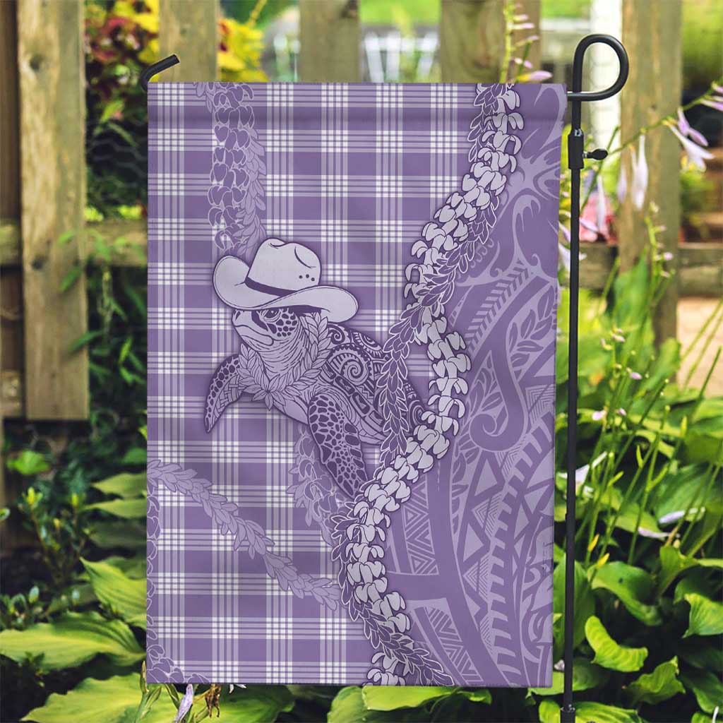 Purple Hawaii Palaka Cowboy Turtle Garden Flag Hawaiian Paniolo Puakenikeni Maile Lei - Polynesian Pride