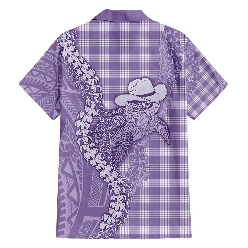 Purple Hawaii Palaka Cowboy Turtle Hawaiian Shirt Hawaiian Paniolo Puakenikeni Maile Lei - Polynesian Pride