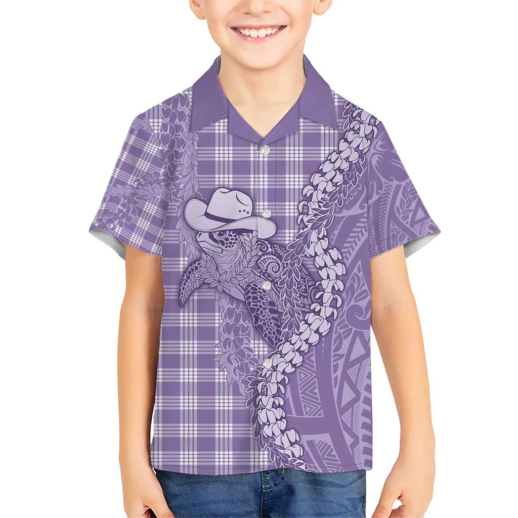 Purple Hawaii Palaka Cowboy Turtle Hawaiian Shirt Hawaiian Paniolo Puakenikeni Maile Lei - Polynesian Pride