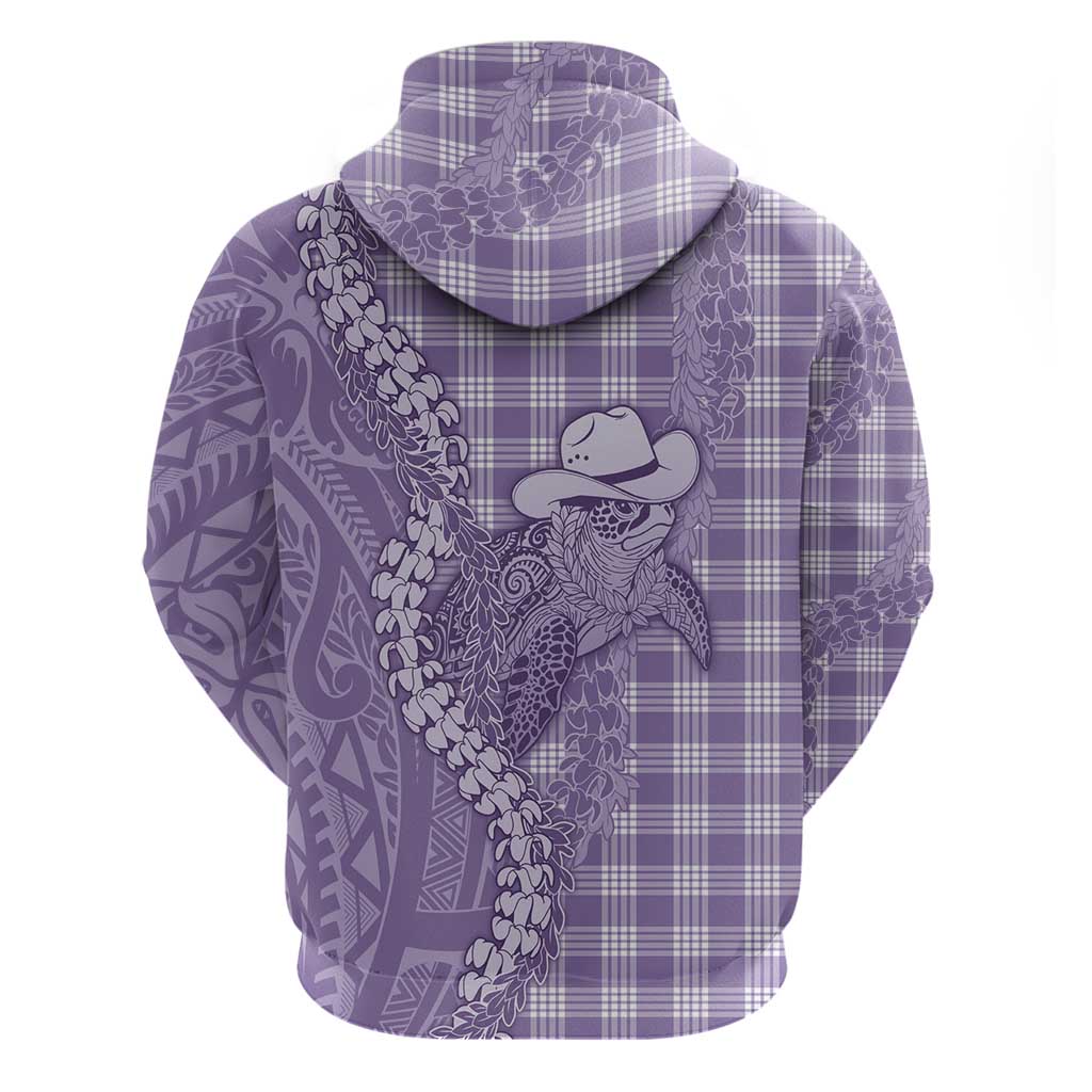 Purple Hawaii Palaka Cowboy Turtle Hoodie Hawaiian Paniolo Puakenikeni Maile Lei - Polynesian Pride