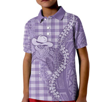 Purple Hawaii Palaka Cowboy Turtle Kid Polo Shirt Hawaiian Paniolo Puakenikeni Maile Lei - Polynesian Pride