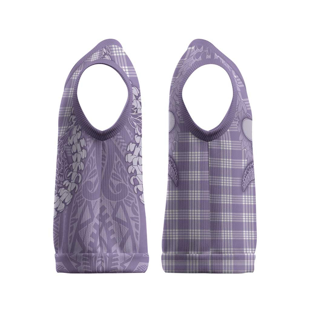 Purple Hawaii Palaka Cowboy Turtle Christmas Knitted V-Neck Vest Hawaiian Paniolo Puakenikeni Maile Lei - Polynesian Pride