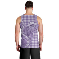 Purple Hawaii Palaka Cowboy Turtle Men Tank Top Hawaiian Paniolo Puakenikeni Maile Lei - Polynesian Pride