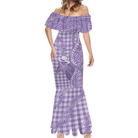 Purple Hawaii Palaka Cowboy Turtle Mermaid Dress Hawaiian Paniolo Puakenikeni Maile Lei - Polynesian Pride