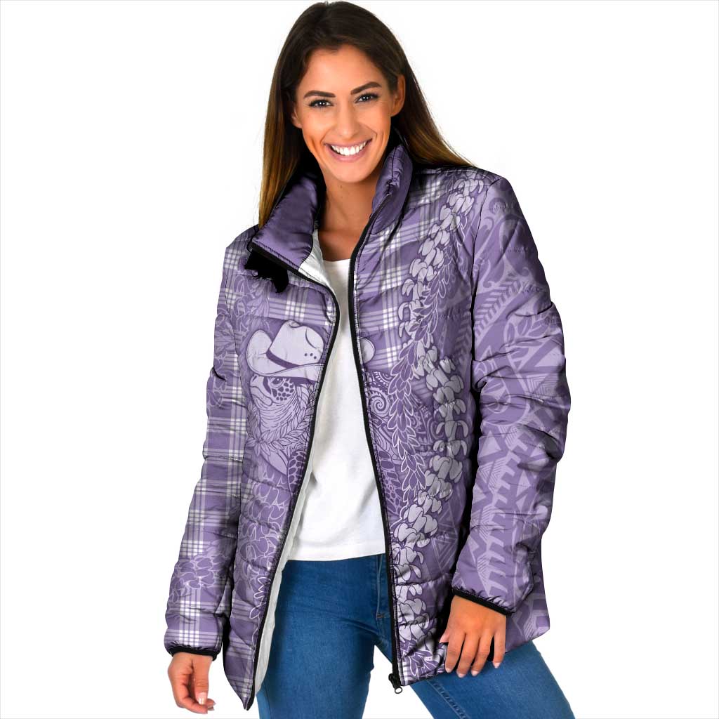 Purple Hawaii Palaka Cowboy Turtle Padded Jacket Hawaiian Paniolo Puakenikeni Maile Lei - Polynesian Pride