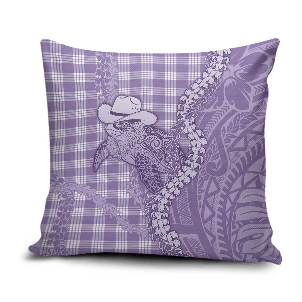Purple Hawaii Palaka Cowboy Turtle Pillow Cover Hawaiian Paniolo Puakenikeni Maile Lei - Polynesian Pride